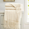 Ivory Fringed Throw
