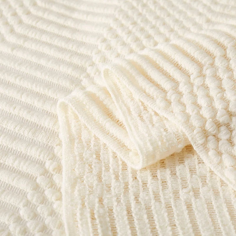 Ivory Fringed Throw
