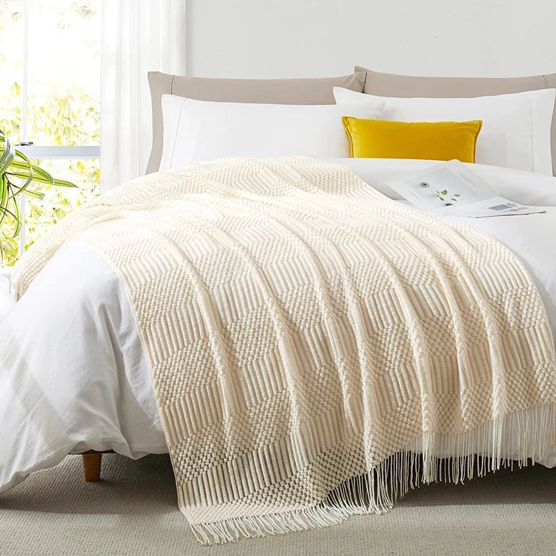 Ivory Fringed Throw